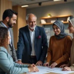 Groupe diversifié de professionnels dans un bureau moderne