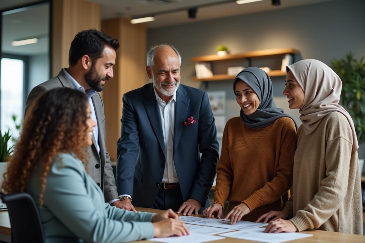 Groupe diversifié de professionnels dans un bureau moderne