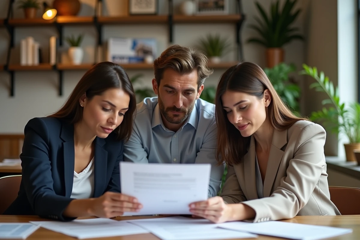 Groupe d agents immobiliers discutant autour d une table